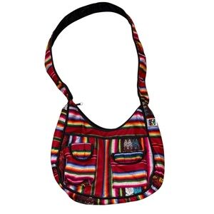 Rumipamba boho woven crossbody bag multicolor striped hippy festival